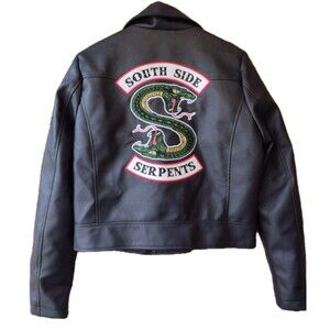 New W Tags Riverdale South Side Serpents Faux Leather Black Jacket Size M Wom.